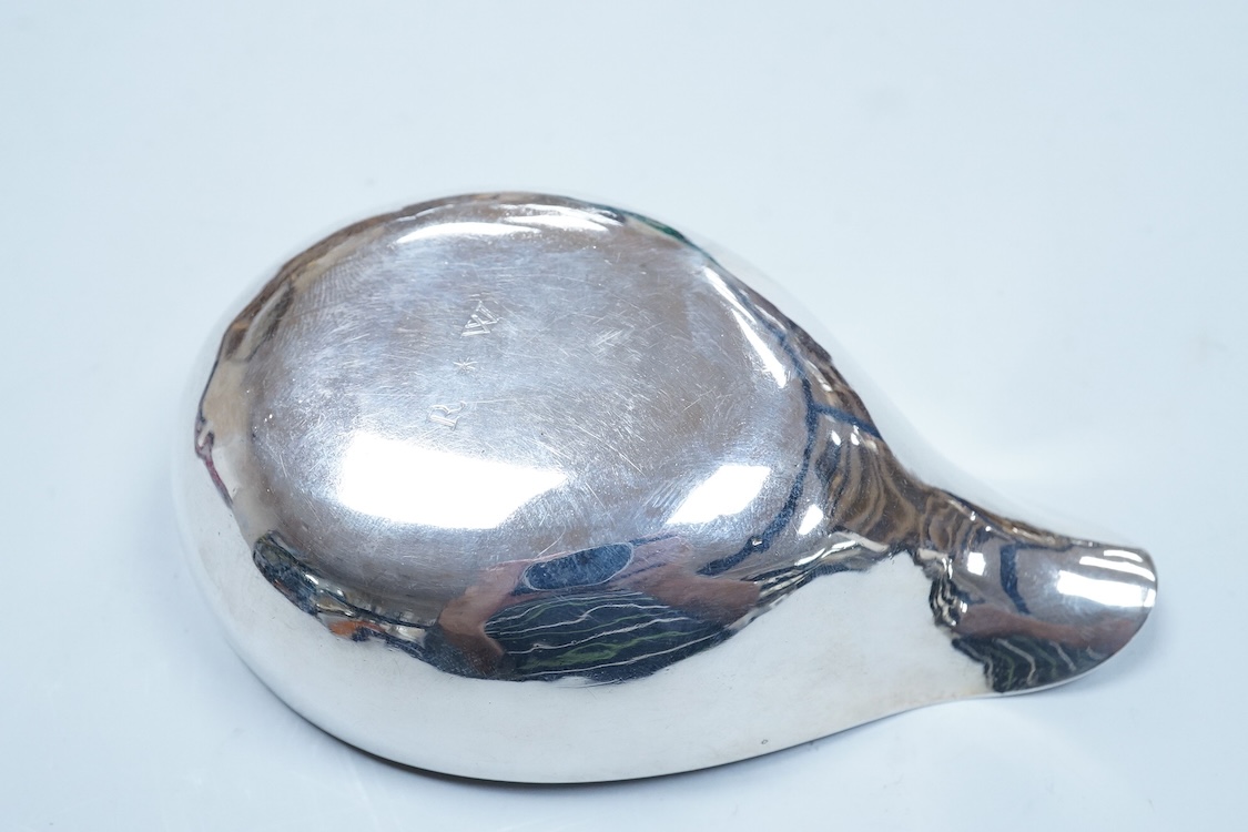 A George II silver pap boat, with engraved initials, marks rubbed, 10.7cm.